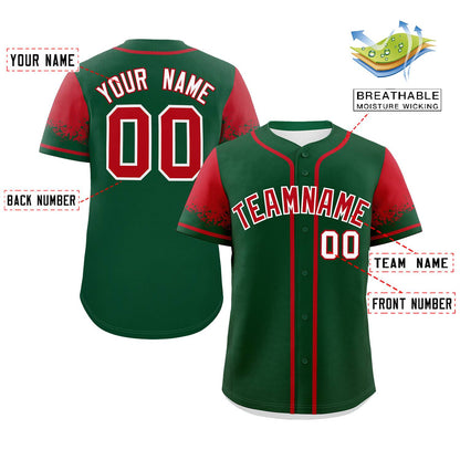 Custom Green Red Personalized Raglan Sleeves Design Authentic Baseball Jersey