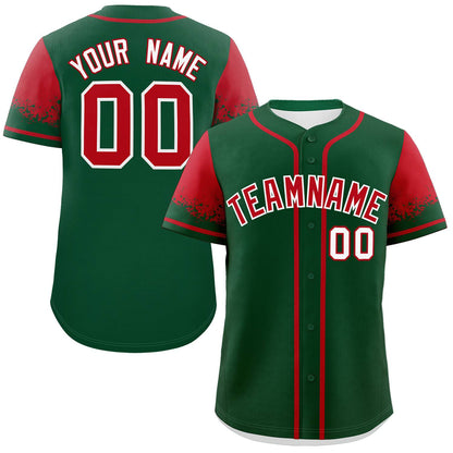 Custom Green Red Personalized Raglan Sleeves Design Authentic Baseball Jersey