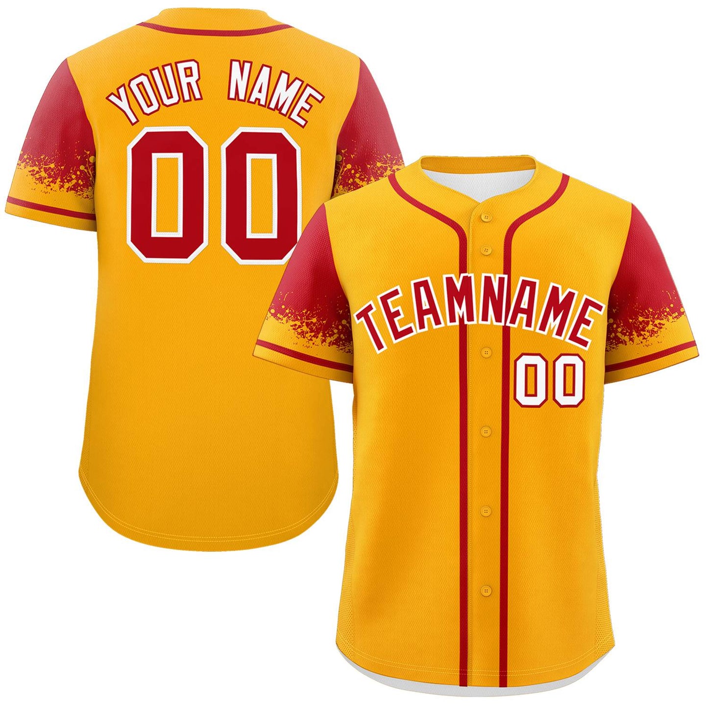 Custom Yellow Red Personalized Raglan Sleeves Design Authentic Baseball Jersey