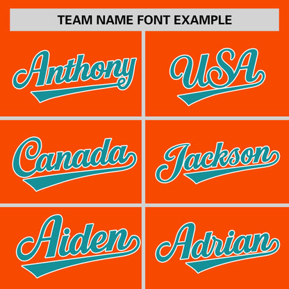 Custom Orange Aqua Personalized Raglan Sleeves Design Authentic Baseball Jersey