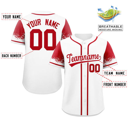 Custom White Red Personalized Raglan Sleeves Design Authentic Baseball Jersey