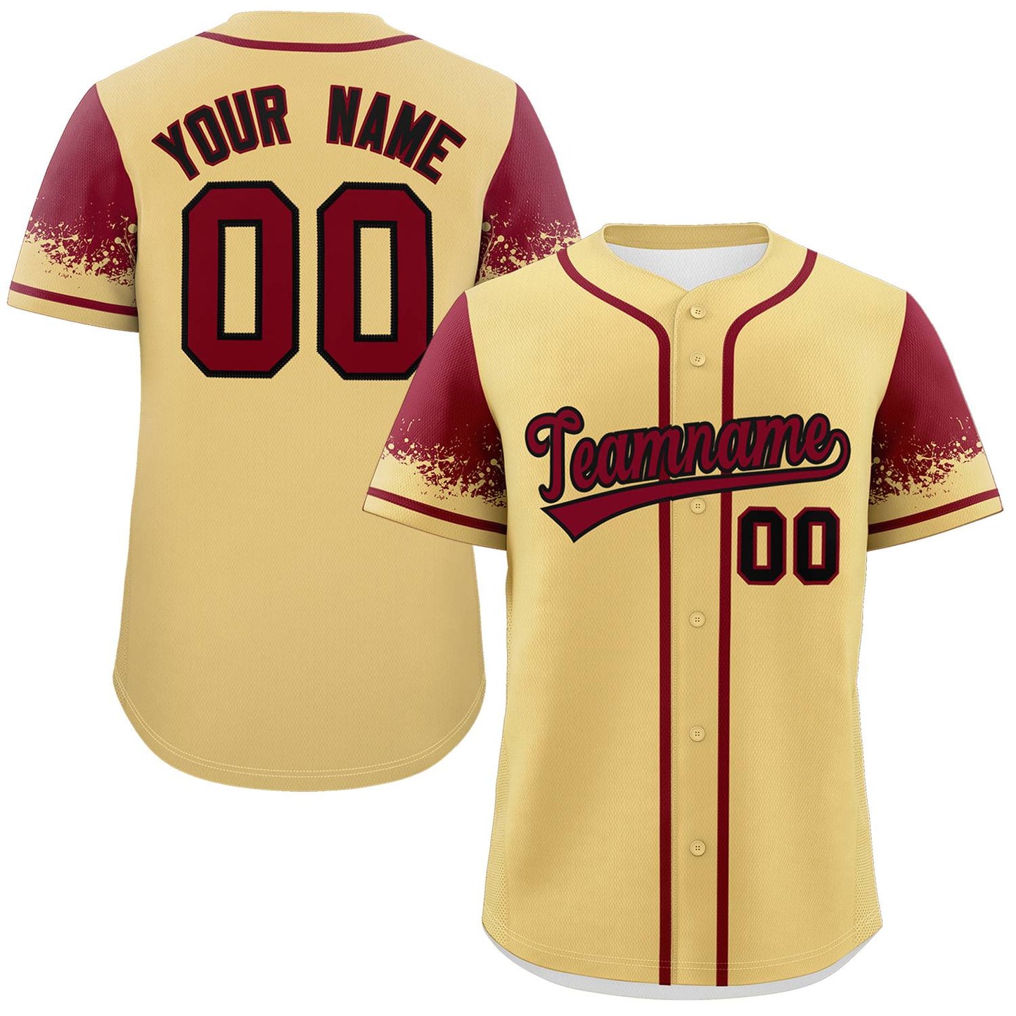 Custom Khaki Crimson Personalized Raglan Sleeves Design Authentic Baseball Jersey