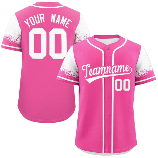 Custom Pink White Personalized Raglan Sleeves Design Authentic Baseball Jersey