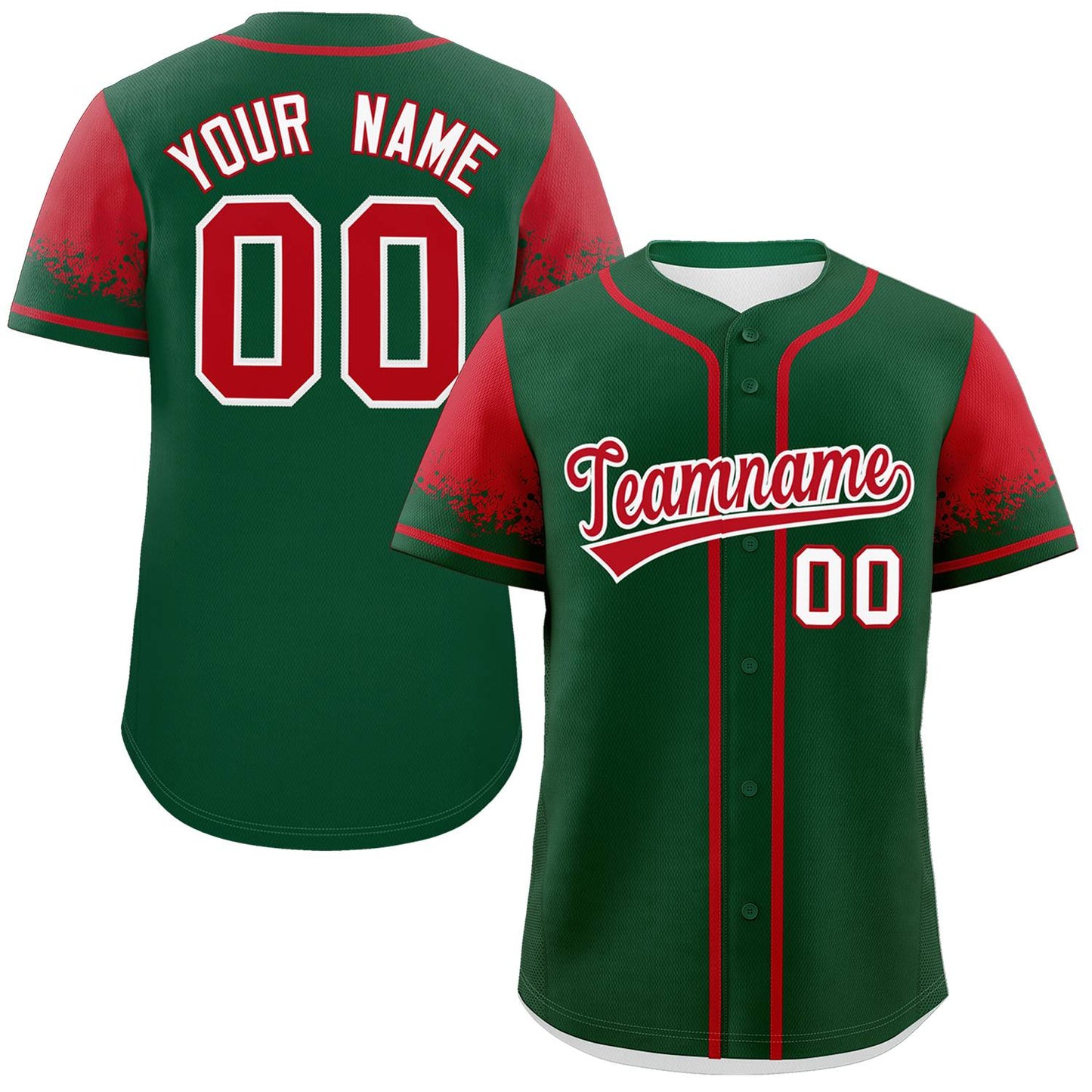 Custom Green Red Personalized Raglan Sleeves Design Authentic Baseball Jersey