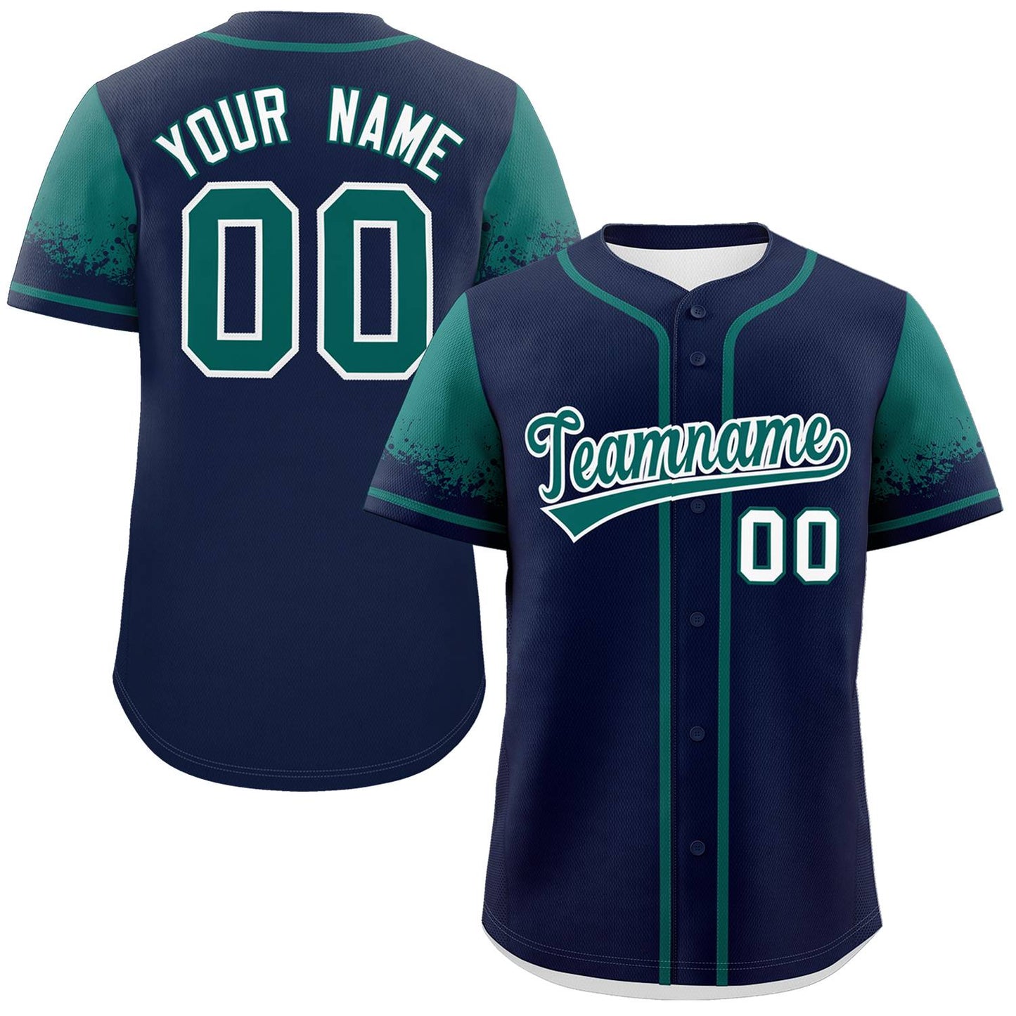 Custom Navy Aqua Personalized Raglan Sleeves Design Authentic Baseball Jersey