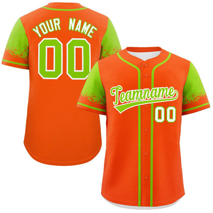 Custom Orange Neon Green Personalized Raglan Sleeves Design Authentic Baseball Jersey