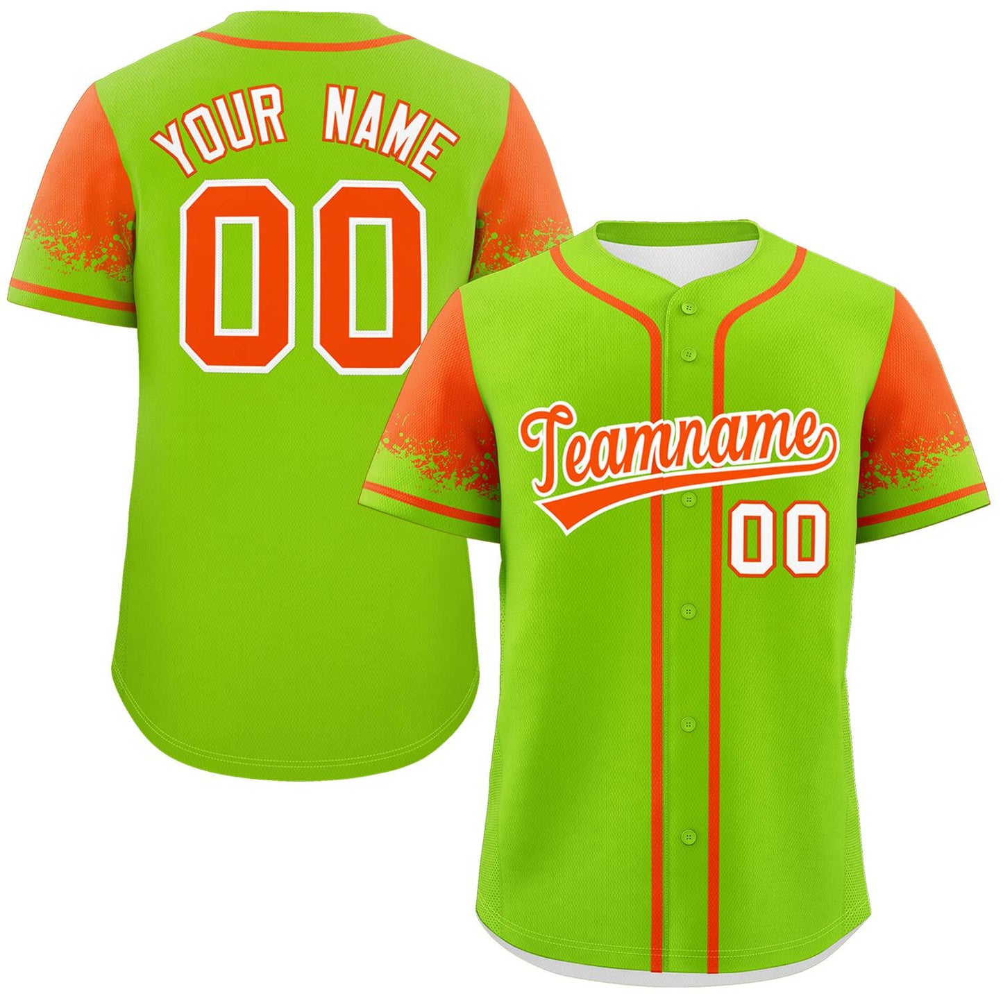 Custom Neon Green Orange Personalized Raglan Sleeves Design Authentic Baseball Jersey