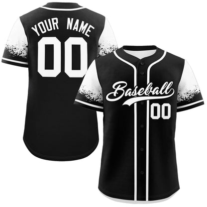 Custom Black White Personalized Raglan Sleeves Design Authentic Baseball Jersey