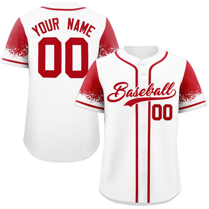 Custom White Red Personalized Raglan Sleeves Design Authentic Baseball Jersey