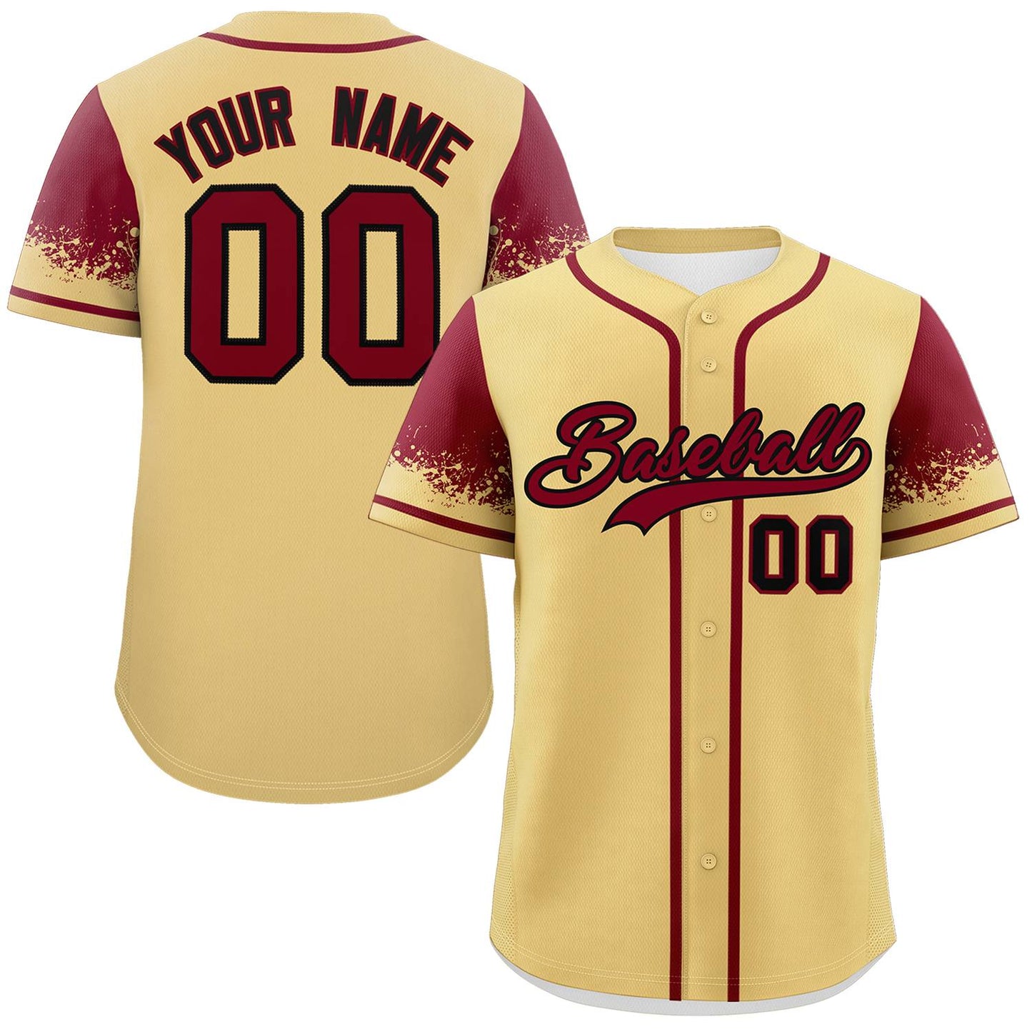 Custom Khaki Crimson Personalized Raglan Sleeves Design Authentic Baseball Jersey