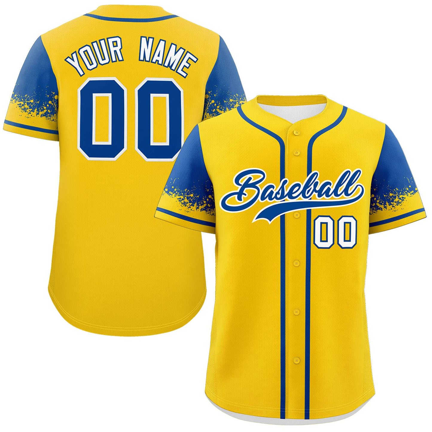 Custom Gold Royal Personalized Raglan Sleeves Design Authentic Baseball Jersey