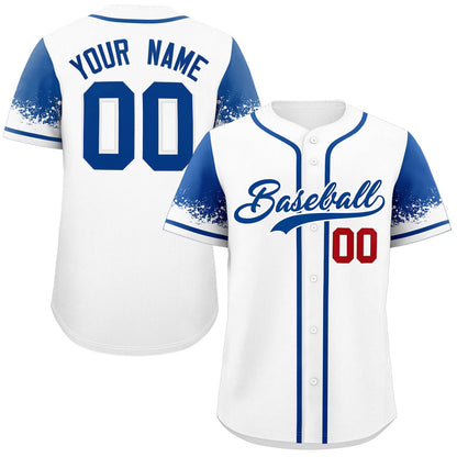 Custom White Royal Personalized Raglan Sleeves Design Authentic Baseball Jersey