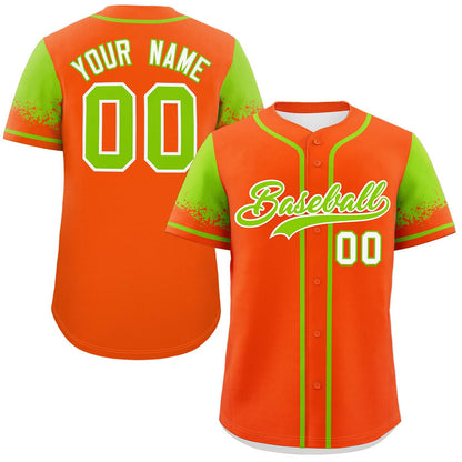 Custom Orange Neon Green Personalized Raglan Sleeves Design Authentic Baseball Jersey