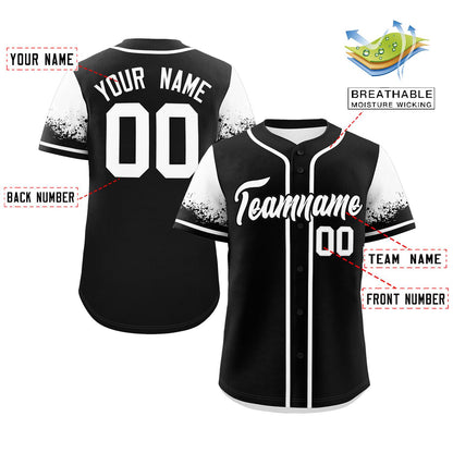 Custom Black White Personalized Raglan Sleeves Design Authentic Baseball Jersey