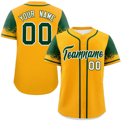 Custom Yellow Green Personalized Raglan Sleeves Design Authentic Baseball Jersey