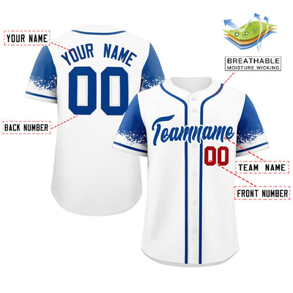 Custom White Royal Personalized Raglan Sleeves Design Authentic Baseball Jersey