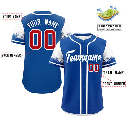 Custom Royal White Personalized Raglan Sleeves Design Authentic Baseball Jersey