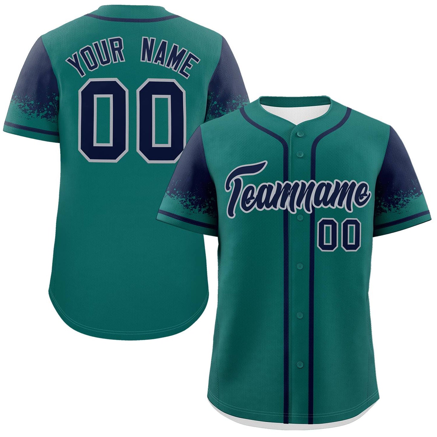 Custom Aqua Navy Personalized Raglan Sleeves Design Authentic Baseball Jersey