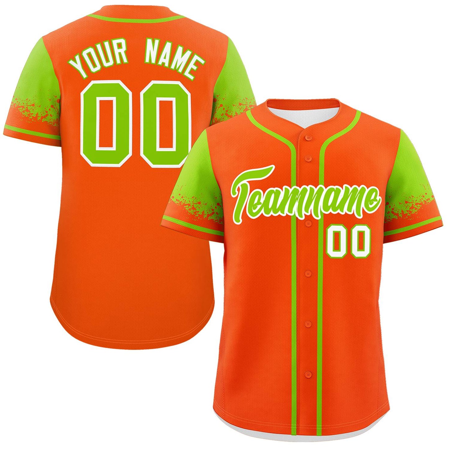 Custom Orange Neon Green Personalized Raglan Sleeves Design Authentic Baseball Jersey