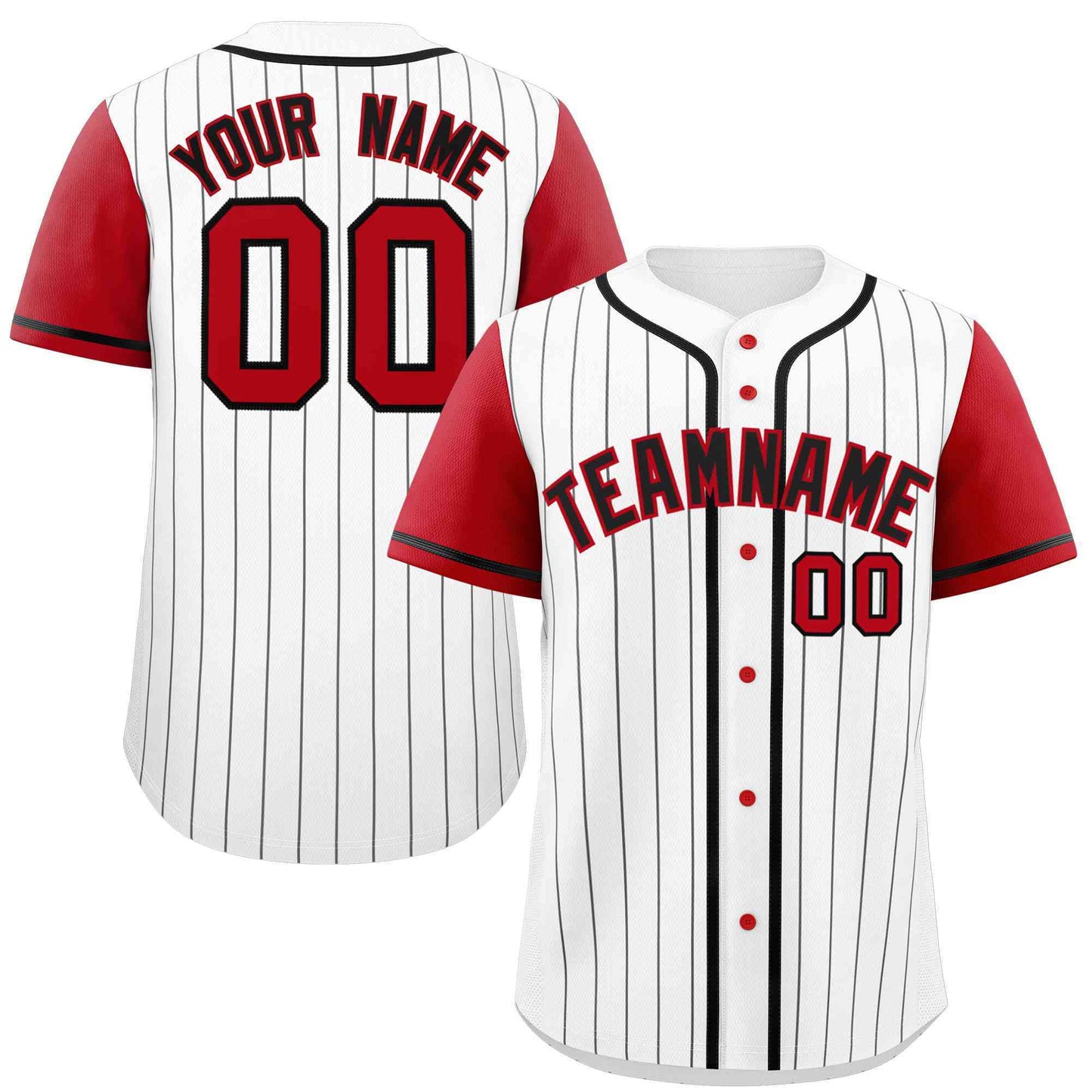 Custom White Red-Black Stripe Fashion Raglan Sleeves Authentic Baseball Jersey