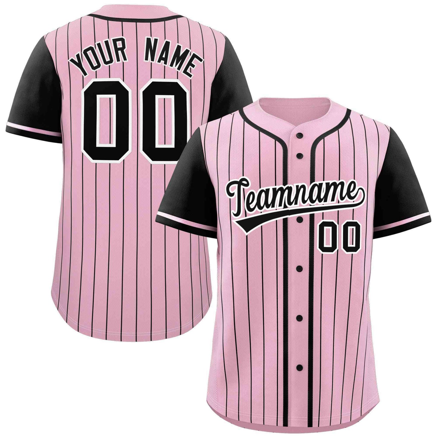 Custom Pink Black Stripe Fashion Raglan Sleeves Authentic Baseball Jersey