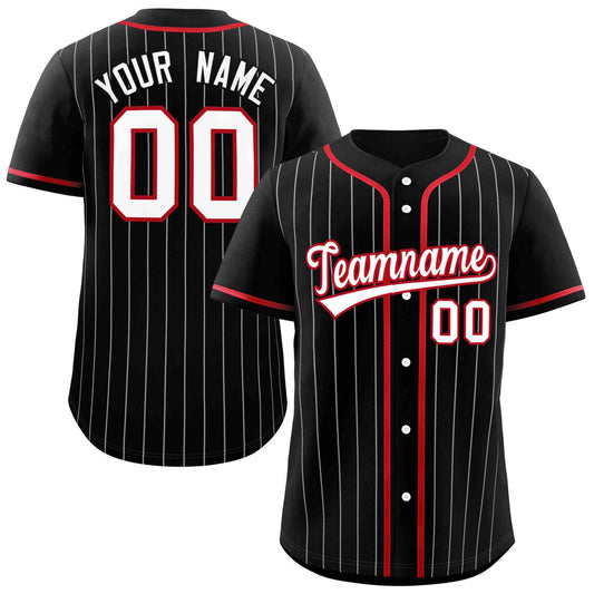 Custom Black Red Stripe Fashion Raglan Sleeves Authentic Baseball Jersey