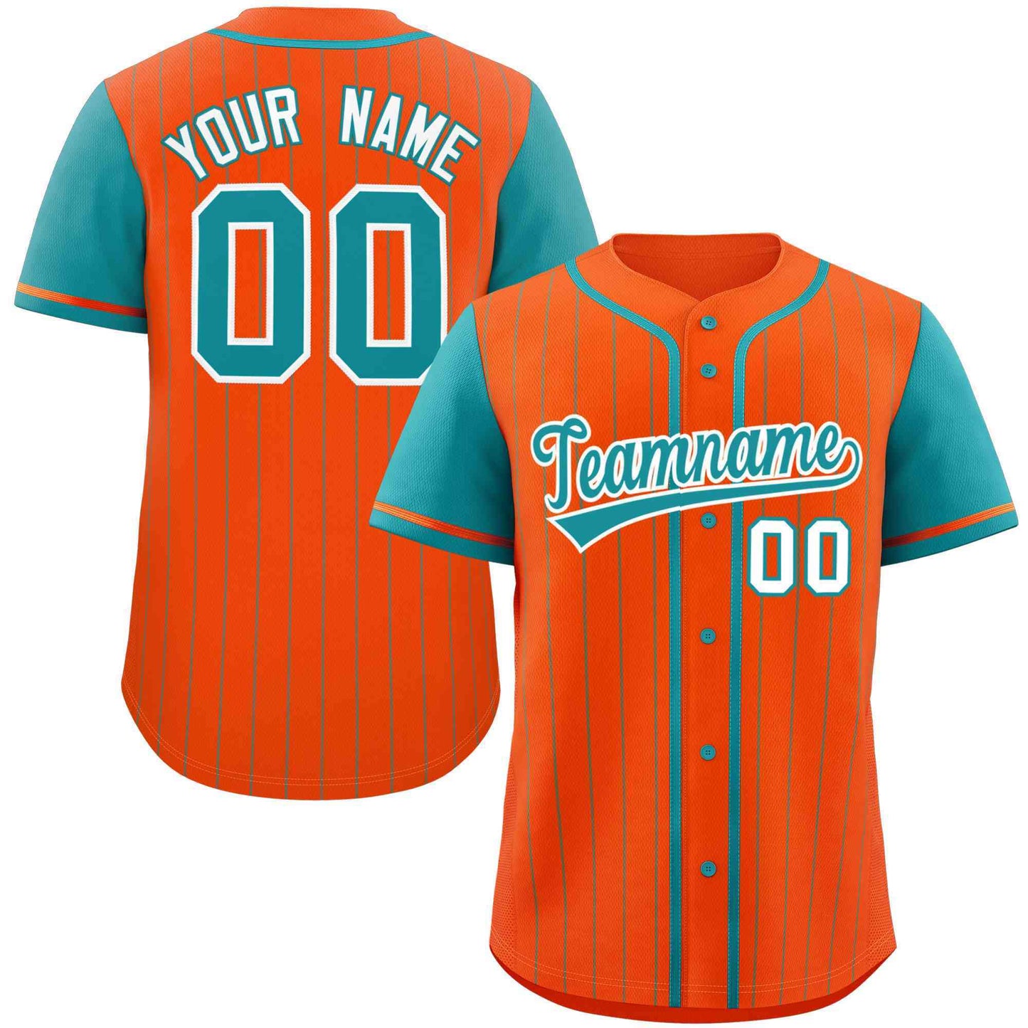 Custom Orange Aqua Stripe Fashion Raglan Sleeves Authentic Baseball Jersey