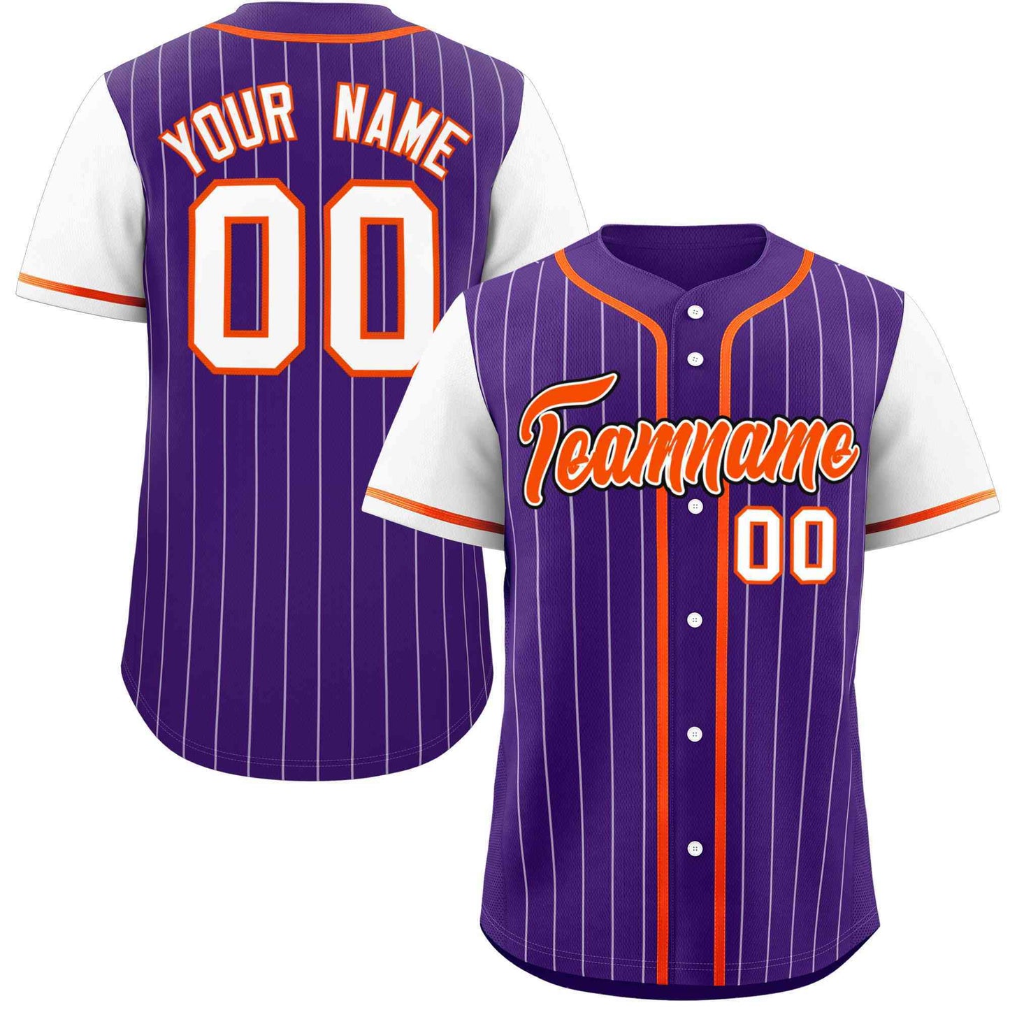 Custom Purple White Stripe Fashion Raglan Sleeves Authentic Baseball Jersey