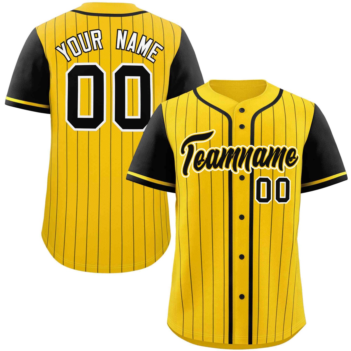 Custom Gold Black Stripe Fashion Raglan Sleeves Authentic Baseball Jersey