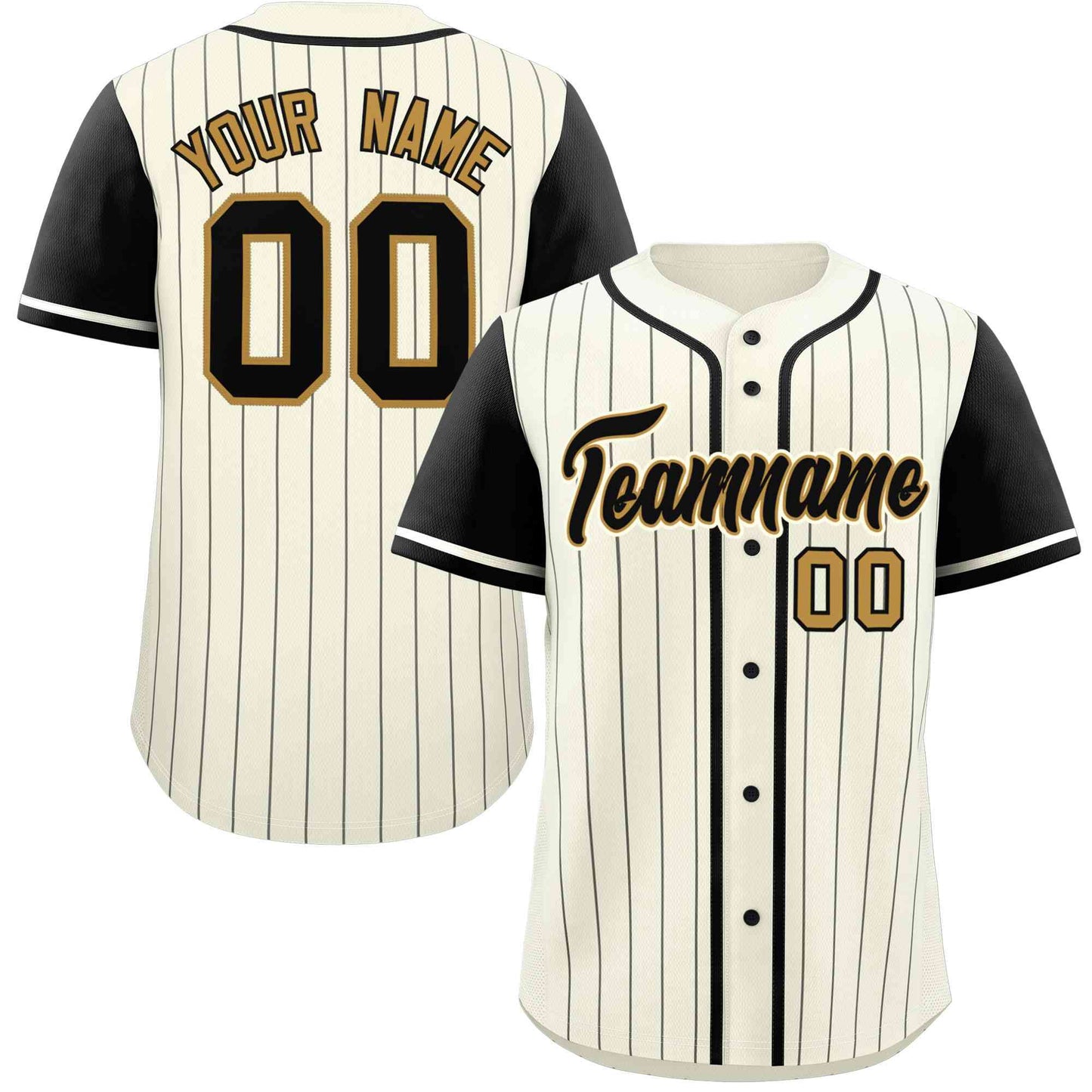 Custom Cream Black Stripe Fashion Raglan Sleeves Authentic Baseball Jersey