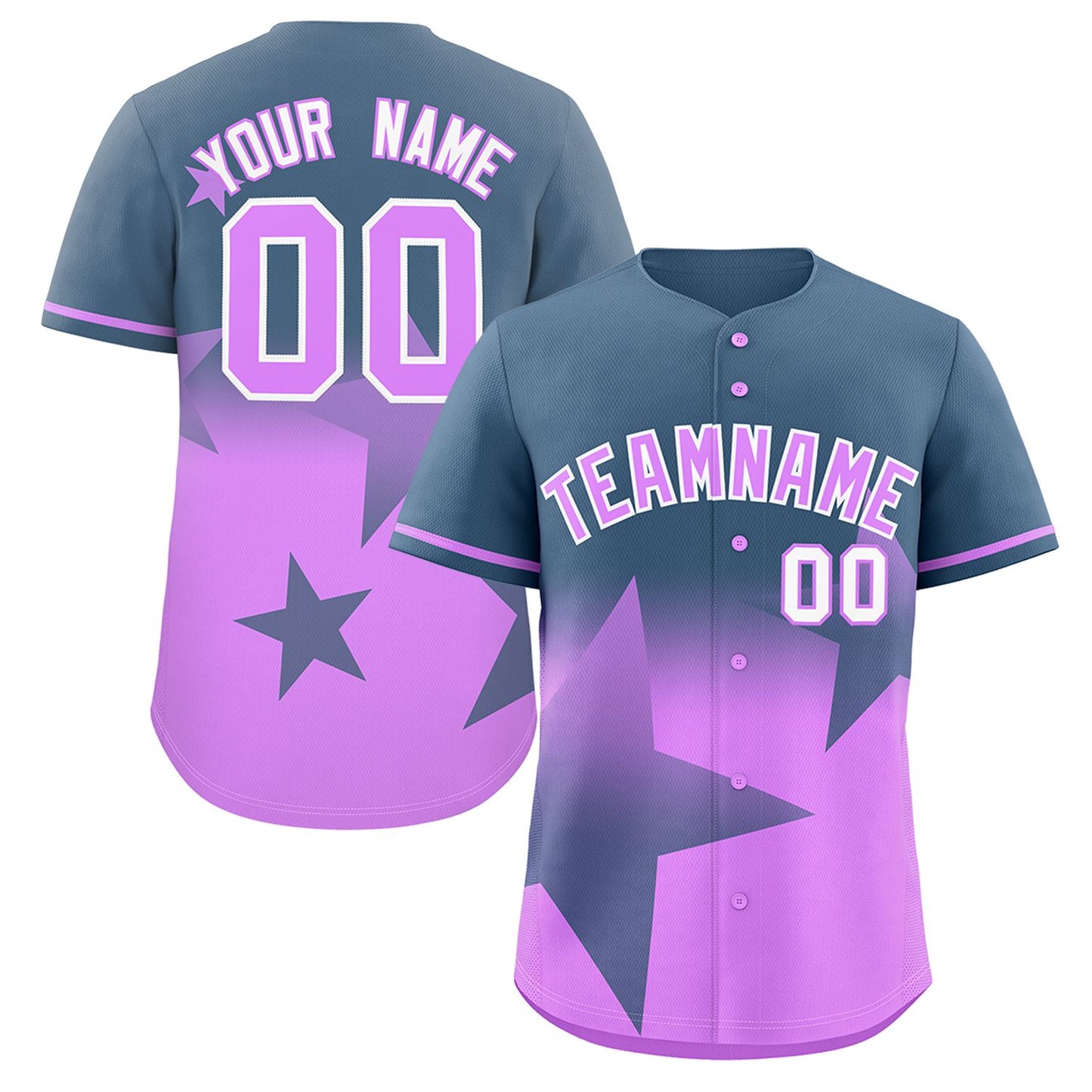 Custom Grayish Blue-Lt Purple Gradient Star Graffiti Pattern Authentic Baseball Jersey