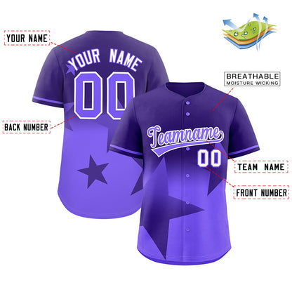 Custom Purple-Lt Purple Gradient Star Graffiti Pattern Authentic Baseball Jersey