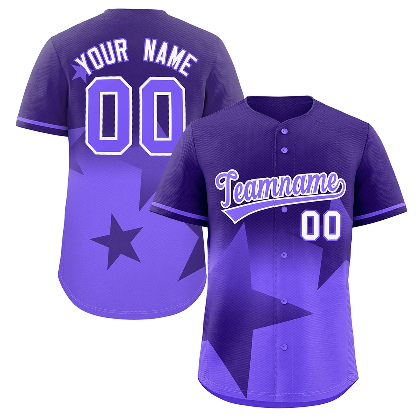 Custom Purple-Lt Purple Gradient Star Graffiti Pattern Authentic Baseball Jersey