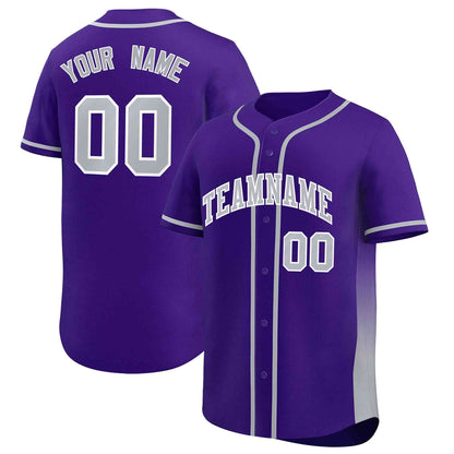 Custom Purple Gray Personalized Gradient Side Design Authentic Baseball Jersey