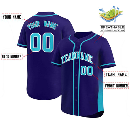 Custom Purple Powder Blue Personalized Gradient Side Design Authentic Baseball Jersey