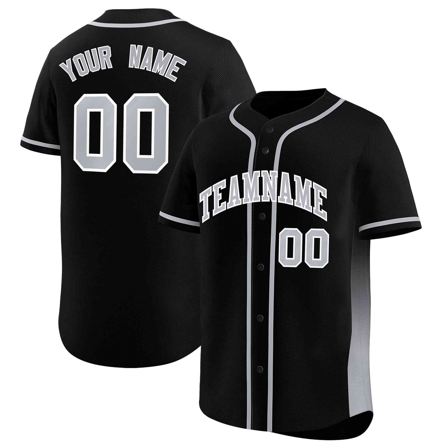 Custom Black Gray Personalized Gradient Side Design Authentic Baseball Jersey