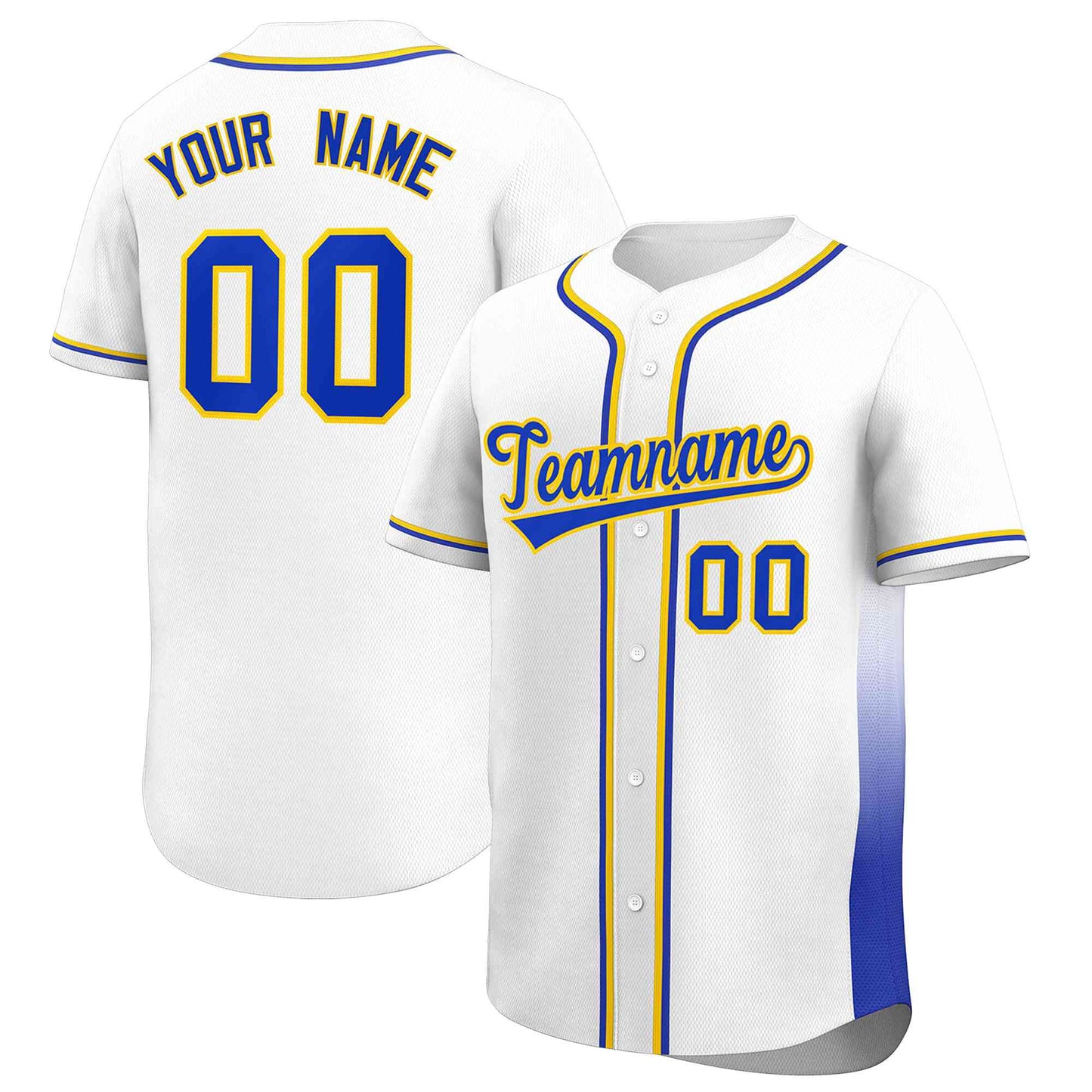 Custom White Royal Personalized Gradient Side Design Authentic Baseball Jersey