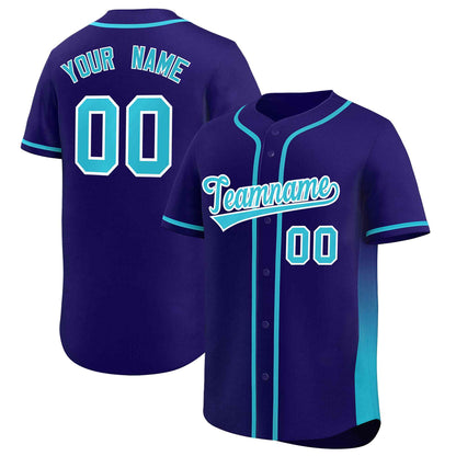 Custom Purple Powder Blue Personalized Gradient Side Design Authentic Baseball Jersey