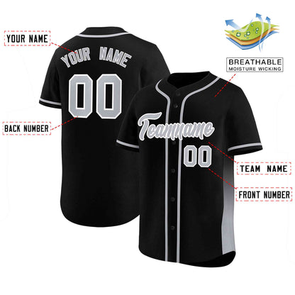 Custom Black Gray Personalized Gradient Side Design Authentic Baseball Jersey