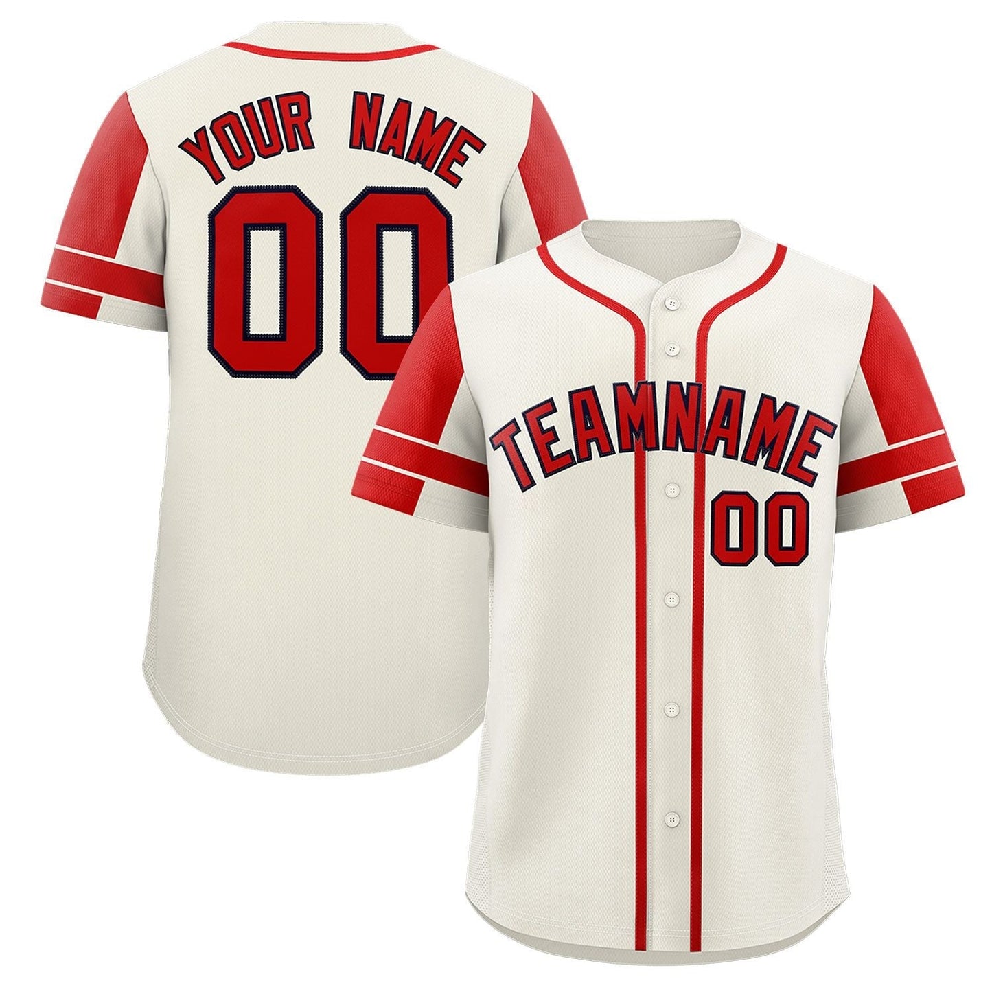 Custom Cream Red Personalized Raglan Sleeves Authentic Baseball Jersey