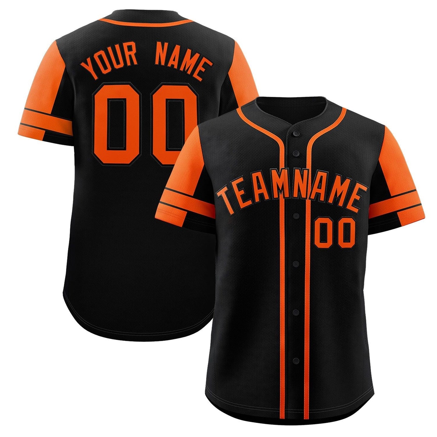 Custom Black Orange Personalized Raglan Sleeves Authentic Baseball Jersey