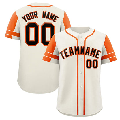 Custom Cream Orange Personalized Raglan Sleeves Authentic Baseball Jersey