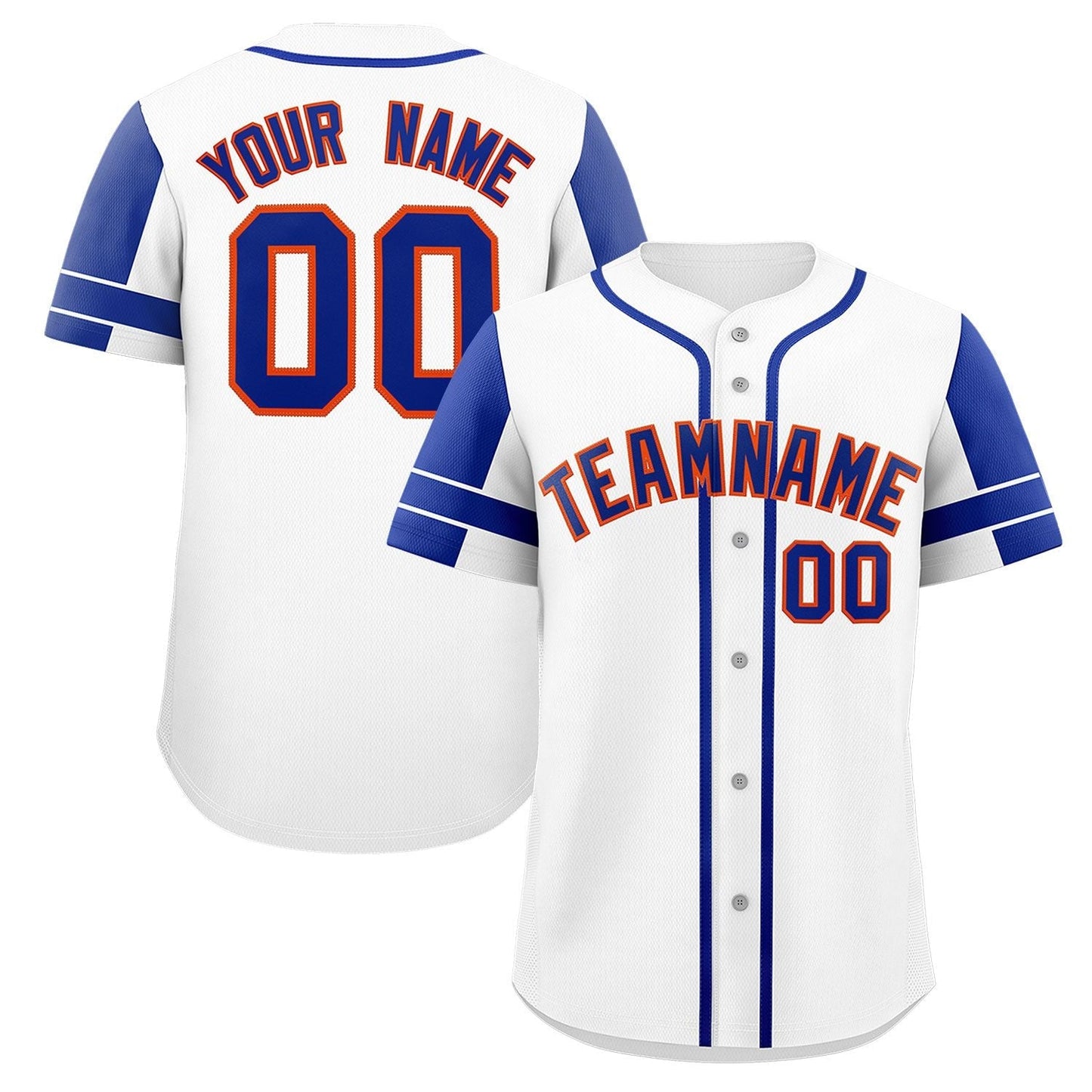 Custom White Royal Personalized Raglan Sleeves Authentic Baseball Jersey