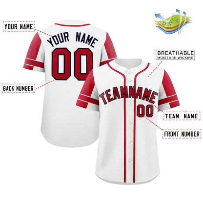 Custom White Red Personalized Raglan Sleeves Authentic Baseball Jersey