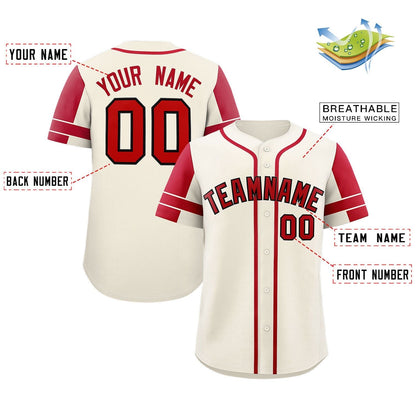 Custom Cream Red Personalized Raglan Sleeves Authentic Baseball Jersey