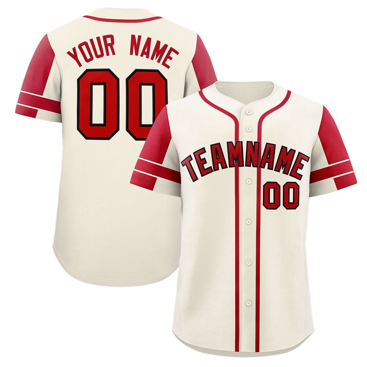 Custom Cream Red Personalized Raglan Sleeves Authentic Baseball Jersey