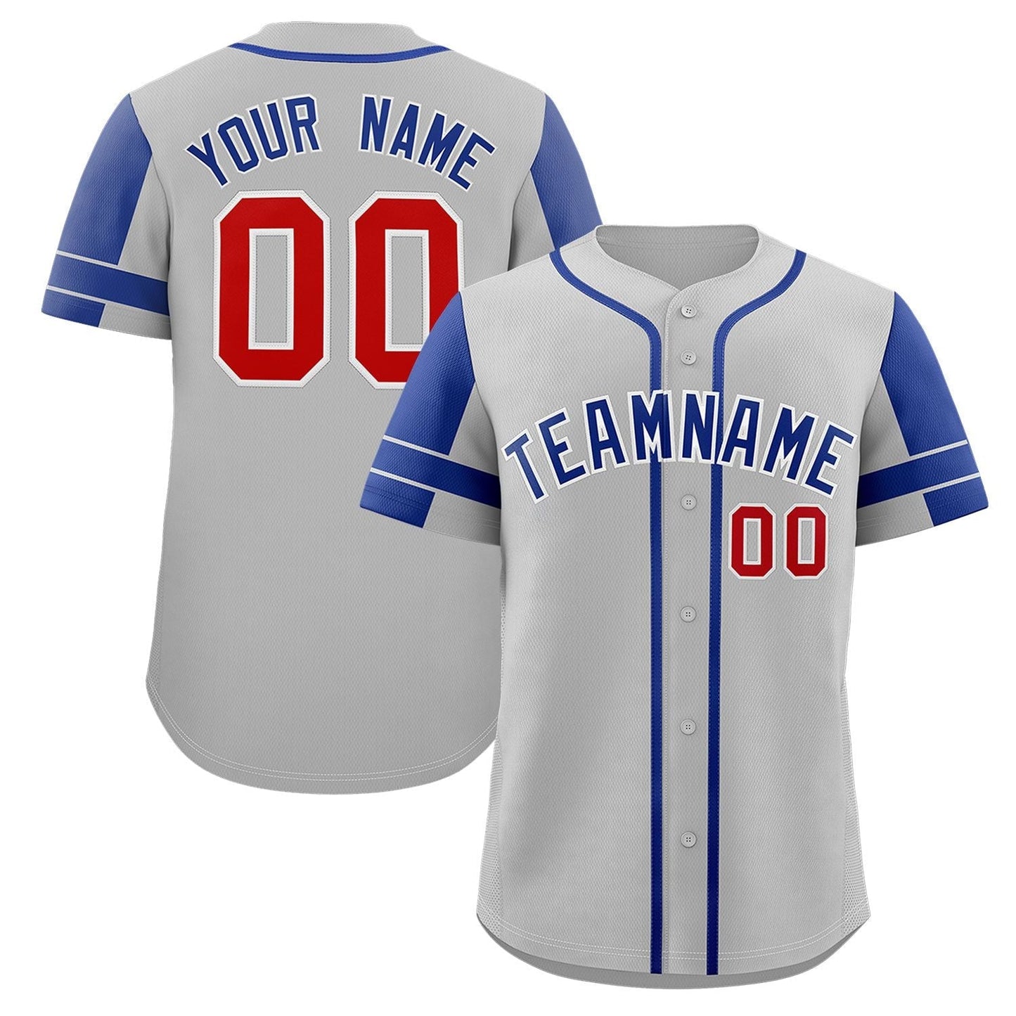 Custom Gray Royal Personalized Raglan Sleeves Authentic Baseball Jersey