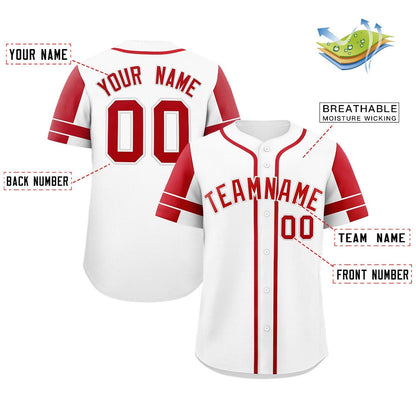 Custom White Red Personalized Raglan Sleeves Authentic Baseball Jersey