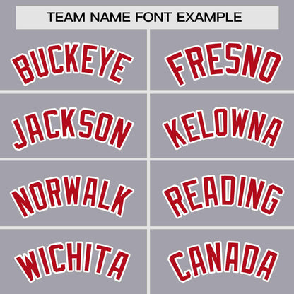 Custom Gray Red Personalized Raglan Sleeves Authentic Baseball Jersey