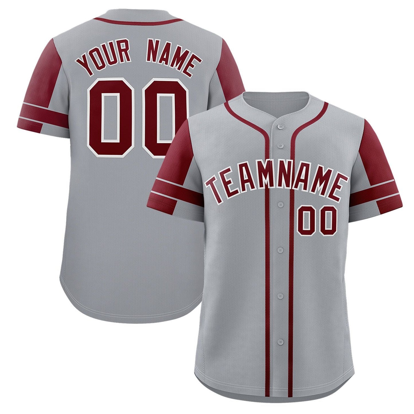 Custom Gray Crimson Personalized Raglan Sleeves Authentic Baseball Jersey